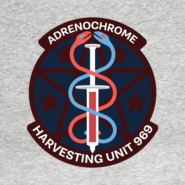 adrenochrome conspiracy emblem. satire. by JJadx